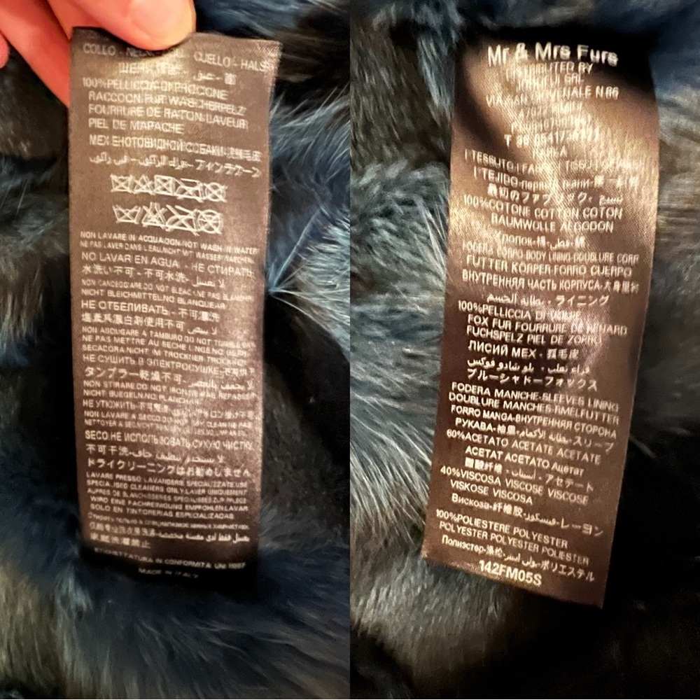 Mr & Mrs Italy Fur lined army parka blue fox raccoon trim coat khaki - Picture 13 of 16